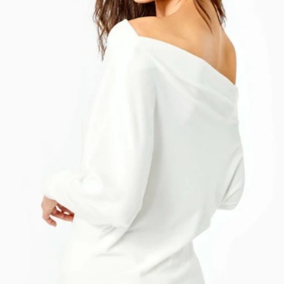 NWT Lilly Pulitzer One-shoulder Velour White Top (small) - Picture 9 of 9